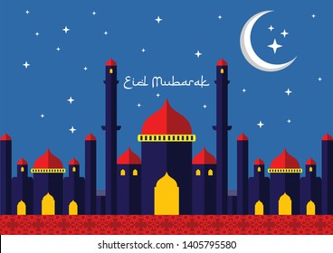 Ramadan Kareem or Eid Mubarak Illustration template for wallpaper and greeting card for Muslim