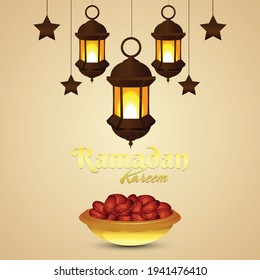 Ramadan kareem or eid mubarak islamic festival celebration greeting card