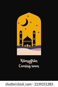 Ramadan Kareem. Plantilla islámica de tarjeta de felicitación con ramadán para el diseño de papel pintado. Afiche, pancarta de medios e impresión. Ilustración vectorial.