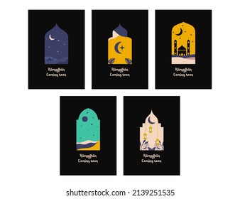 Ramadan Kareem and eid mubarak. Islamic greeting card template with ramadan for wallpaper design. Poster, media banner. A set of vector illustrations. Ramadan and eid mubarak collection vector.