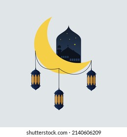 Ramadan Kareem and eid mubarak. Islamic greeting card template or can use as wallpaper design, poster, media banner. Ramadan and eid mubarak vector illustration.