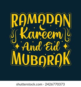 Ramadan kareem and Eid mubarak islamic typography tshirt design