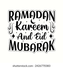Ramadan kareem and Eid mubarak islamic typography tshirt design