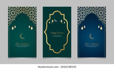 Ramadan Kareem and  Eid Mubarak Islamic Realistic Social Media Stories Collection Template