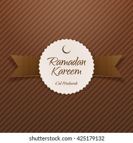 Ramadan Kareem Eid Mubarak Label with Ribbon