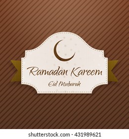 Ramadan Kareem Eid Mubarak paper Card with Ribbon