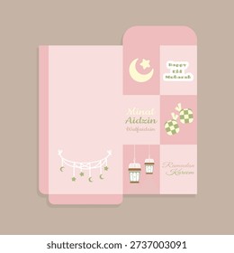 Ramadan Kareem Eid Mubarak Pocket Money Template in Pink