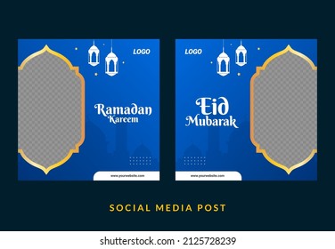 Ramadan Kareem and Eid Mubarak post template. Social Media Post Design Template. Good used for Banner and Promotion - EPS 10