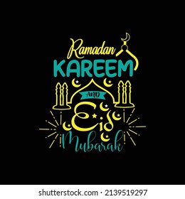 Ramadan kareem and Eid Mubarak typography lettering for t shirt 