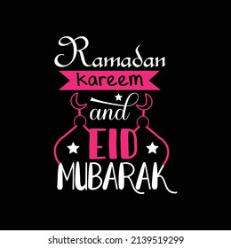 Ramadan kareem y Eid Mubarak tipografía con camisetas 