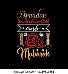 Ramadan kareem and Eid Mubarak typography lettering for t shirt 