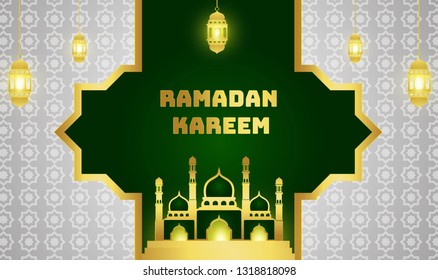 Ramadan Kareem or Eid mubarak. Wallpaper design template. greeting backgroundI slamic with gold patterned.