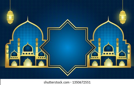 Ramadan Kareem or Eid mubarak. Wallpaper design template. greeting backgroundI slamic with gold patterned.