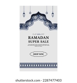 Ramadan kareem eid sale banner template design in islamic arabic ornate