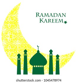 Ramadan kareem Eid template background with copy space with icon mosque, moon, and star as symbolic of Arab muslim in Islamic religion
