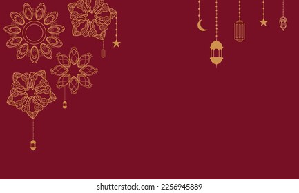 plantilla de afiche de fitr ramadan kareem eid-al con linterna ornamento y diseño de fondo de vector de mezquita