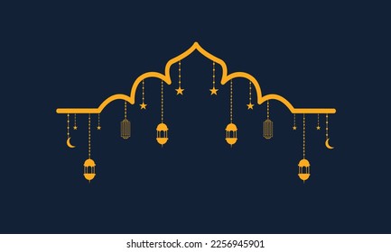 ramadan kareem eid-al fitr poster template with ornament lettern and mosque vector background design