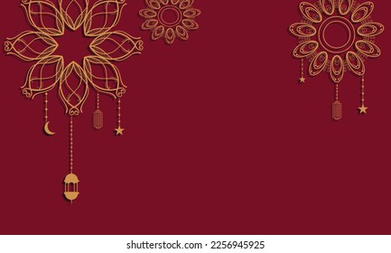 ramadan kareem eid-al fitr poster template with ornament lettern and mosque vector background design