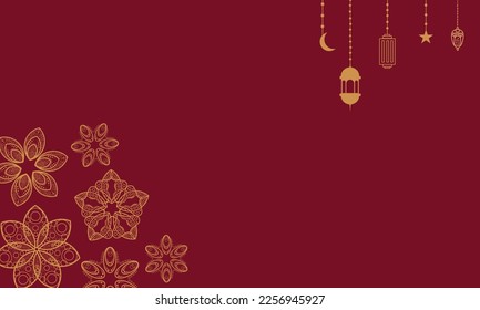 ramadan kareem eid-al fitr poster template with ornament lettern and mosque vector background design