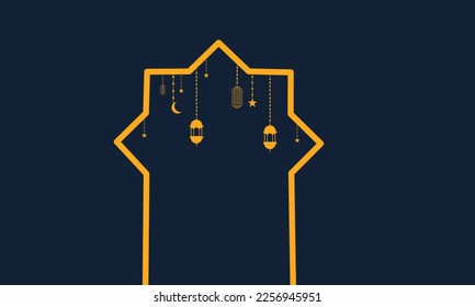ramadan kareem eid-al fitr poster template with ornament lettern and mosque vector background design