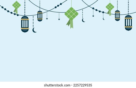ramadan kareem eid-al fitr poster template with ornament lettern and mosque vector background design