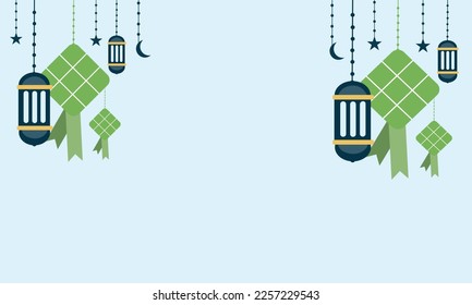 ramadan kareem eid-al fitr poster template with ornament lettern and mosque vector background design