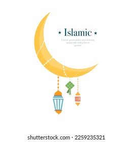 ramadan kareem eid-al fitr poster template with ornament lettern and mosque vector background design