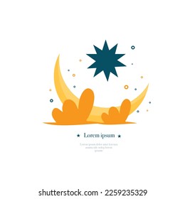 plantilla de afiche de fitr ramadan kareem eid-al con linterna ornamento y diseño de fondo de vector de mezquita