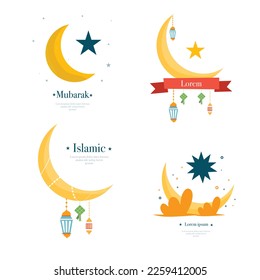 ramadan kareem eid-al fitr poster template with ornament lettern and mosque vector background design