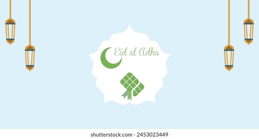 Ramadan kareem eid-al fitr poster template with ornament lettern and mosque vector background design