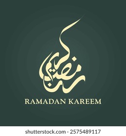 Ramadan Kareem. Elegant Arabic Calligraphy Design for Ramadan Kareem on a green background. Vector Illustration.