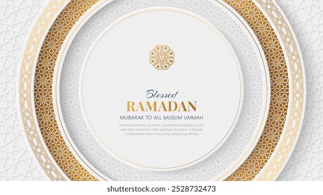 Ramadan Kareem elegant Islamic backdrop background with arabesque border and patterns