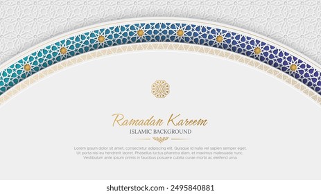 Ramadan Kareem elegant Islamic background with arabesque border and patterns