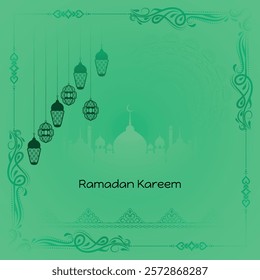 Ramadan Kareem, Elegant Islamic greeting templates motifs for wallpaper, posters. set of vector illustrations lanterns, crescents, stars, and patterns. Perfect for celebrating Ramadan, Eid al-Fitr.