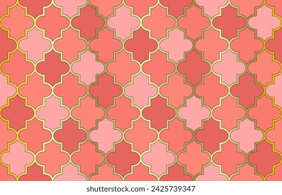 Ramadan Kareem Elegantes Muster. Edle marokkanische nahtlose Muster. In: Iranian Mubarak Mosaic. Traditioneller muslimischer Laternenhintergrund. 1001 Nacht Arabesque. Marokkanisches nahtloses Muster. In: Mosque Window Design.