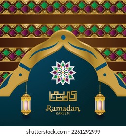 Fondo de banderas de plantilla elegante de Ramadan kareem