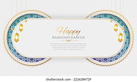 Ramadan Kareem Elegant White Luxury Ornamental Greeting Card Background with Arabic Pattern