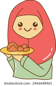 Ramadan Kareem Element with Cartoon Design. Vector Illustration on a White Background.