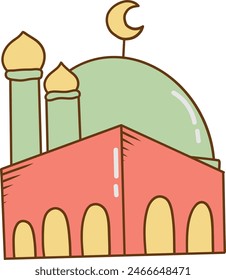 Ramadan Kareem Element with Cartoon Design. Vector Illustration on a White Background.