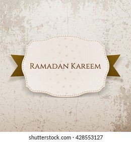 Ramadan Kareem Emblem with Text and Ribbon