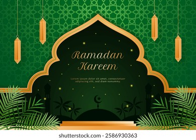 Ramadan Kareem Emerald Green and Black Elegant Background