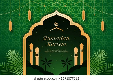 Ramadan Kareem Emerald Green and Black Elegant Background
