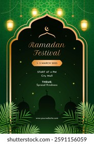 Ramadan Kareem Emerald Green and Black Elegant Background