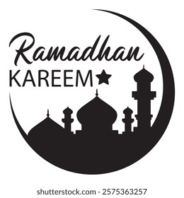 Ramadan Kareem english and arabic typography Greeting design modern style
