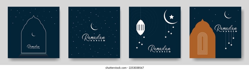 Ramadan Kareem English Grußkartenset. Crescent Moon und Stars Social Media Post. Das böhmische Ramadan-Thema wünscht sich.