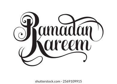 Ramadan Kareem English text typography vector art on white background. Template design for ramadan banner, wallpaper, flyer, poster, sticker, card. Islamic background design.