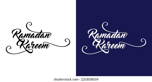 Ramadan Kareem English TextTypografie. Ramadan Theme Signature Logo für Grußkartenvorlage.