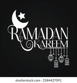 Ramadan Kareem english typography. Greeting design  "Muslim fasting month greeting text".