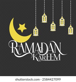 Ramadan Kareem english typography. Greeting design  "Muslim fasting month greeting text".