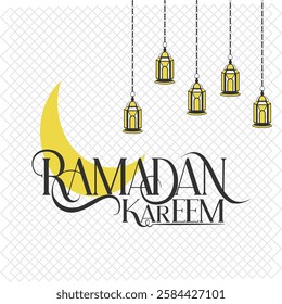 Ramadan Kareem english typography. Greeting design  "Muslim fasting month greeting text".